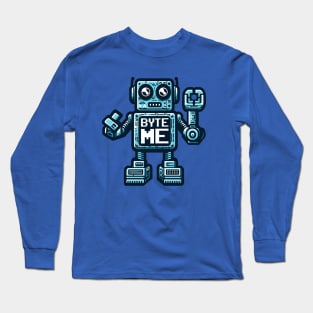 Funny Robot AI AGI Humor Byte Me Long Sleeve T-Shirt